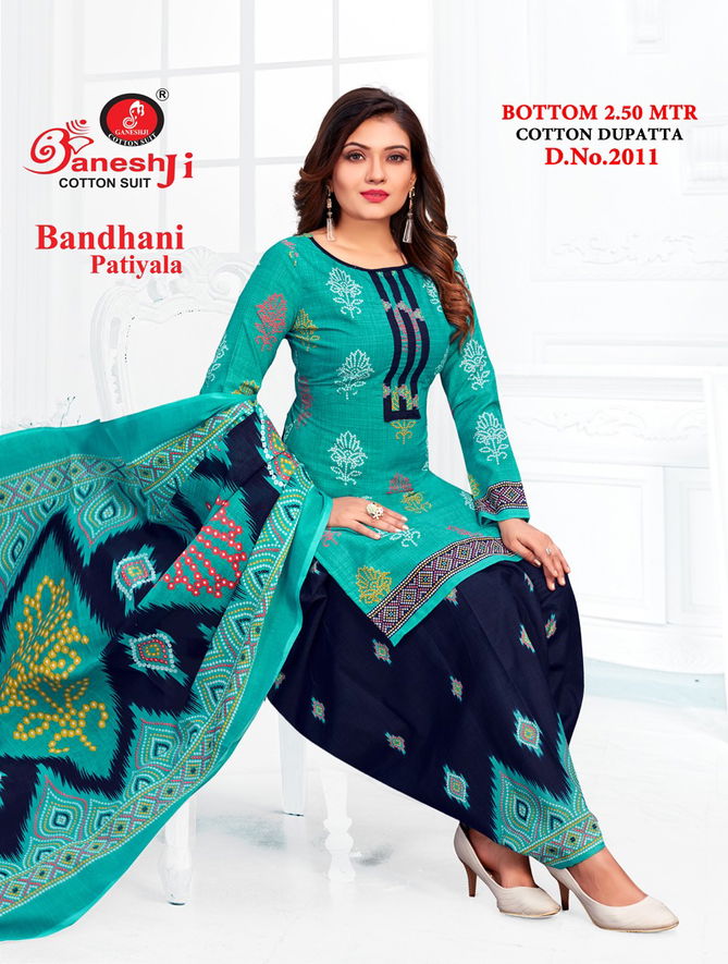 Ganeshji Bandhani Patiyala 2 Fancy Regular Wear Printed Cotton Dress Material Collection